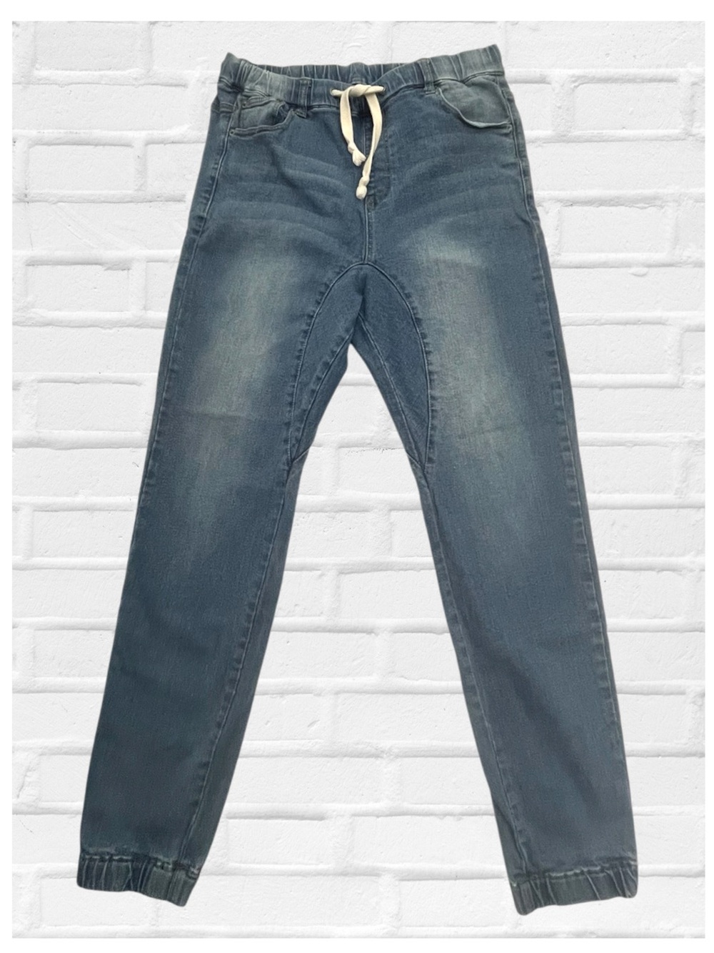 Jogger Denim Blue Jeans Lg Drawstring Elastic Waist Gorpcore Streetwear Sporty